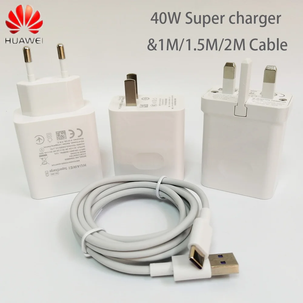 Зарядное устройство Huawei 40 Вт 10 в 4 а ЕС/США/Великобритания адаптер 5 А кабель USB type c