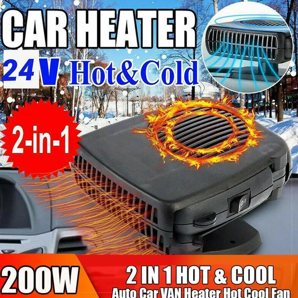 

12/24v 200w Portable Auto Car Heater Defroster Demister Heater Fan Electric Degree Abs 360 Rotation Cooling Heating Windshi W7p0