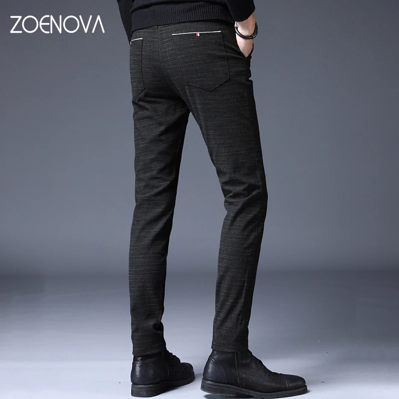 

Мужские повседневные брюки из хлопка ZOENOVA, черные утепленные брюки для делового образа, одежда для зимы