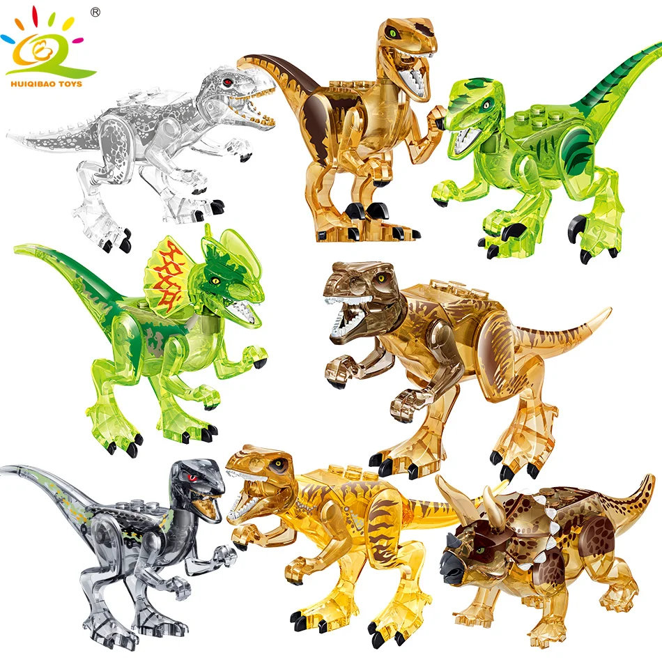 JOUETS 8 pieces Dinosaure parc T rex Bleu chiffres Blocs De contration pour Enfants Jurassic ville Monde Legoingly Briques br|Игрушки| |