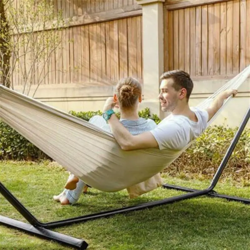 Double Hammock Outdoor Rollover Prevention Camping Canvas Hanging Swing Bed for Patio Travel Hiking