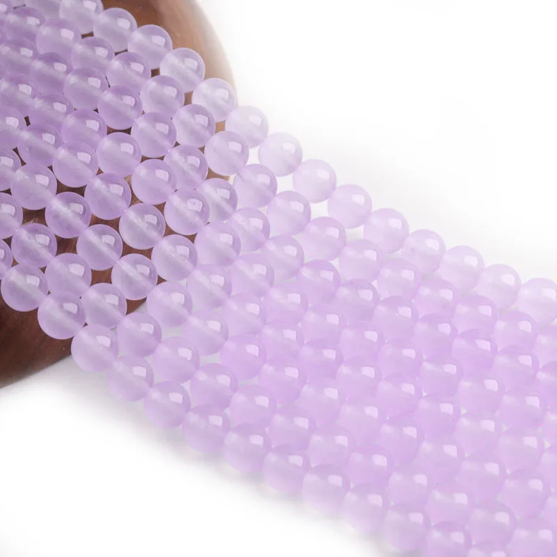 

Natural Stone Light Purple Chalcedony Round Loose Charm Beads Fit Multi-purpose Jewelry Making 4 6 8 10 12MM