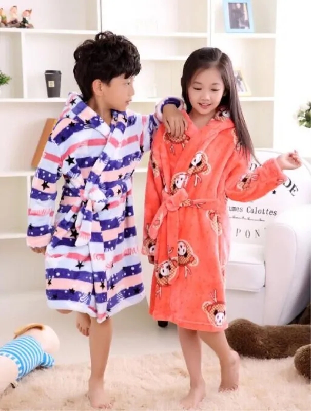 Детские Банные халаты для мальчиков и девочек детские флисовые Зимние