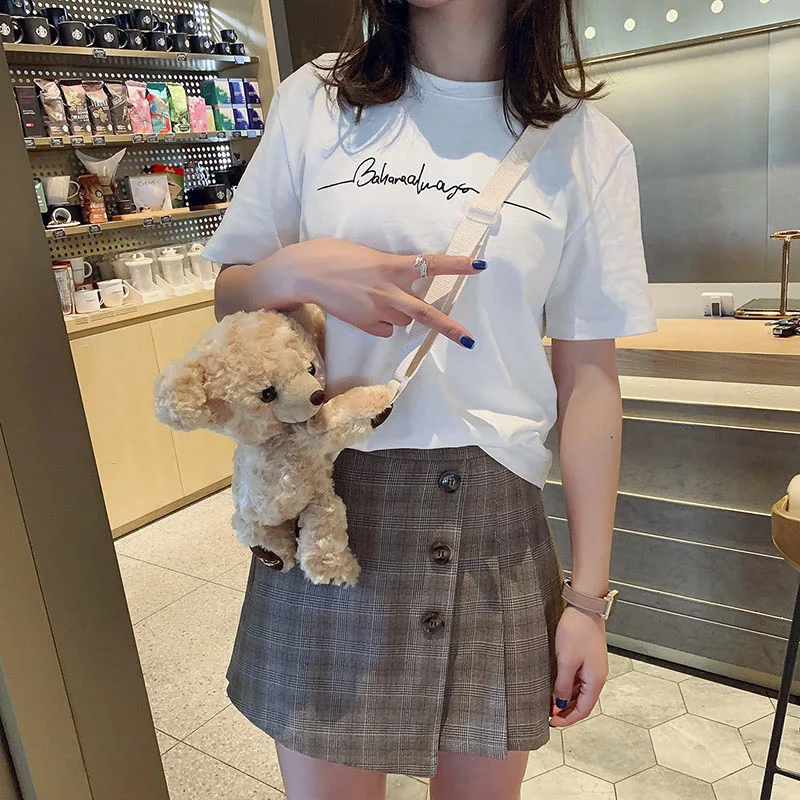 Плюшевые мини-сумки через плечо с плюшевым мишкой для женщин 2019 зимняя сумка