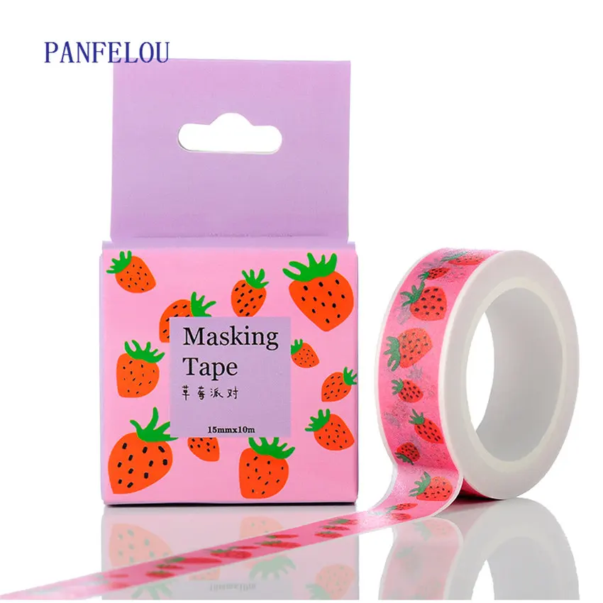 

Наклейки PANFELOU 1,5 см x 10 м с изображением клубники, клейкая линия, бумажная Васи-лента, сделай сам, скрапбукинг, ручной счет