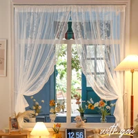 yanyangtian french luxury white sheer tulle veil curtain wear rod lace soft windows for gazebo modern living room curtains
