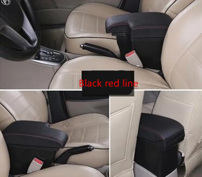 black red line Для Ford Focus 2 подлокотник коробка центральный магазин содержание коробка для хранения Ford focus подлокотник коробка - Название цвета: black red line