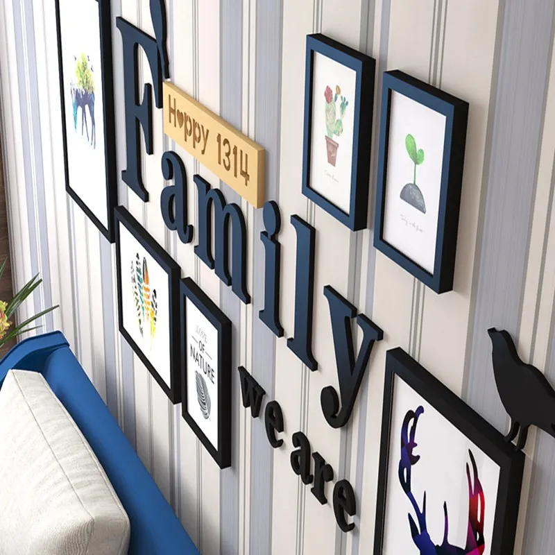 DIY Family Picture Frame Wall Hanging Photo Combination With Letter Modern Set Birds Elk Painting Art Decor | Дом и сад