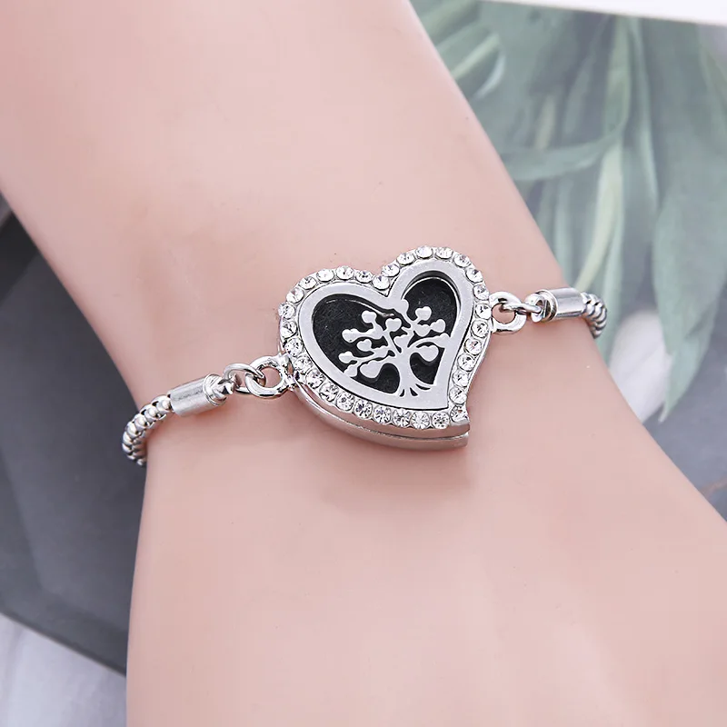10 pcs Crystal Perfume Bracelet Essential Oil Diffuser Aromatherapy Locket Heart 316L Stainless Steel | Украшения и аксессуары