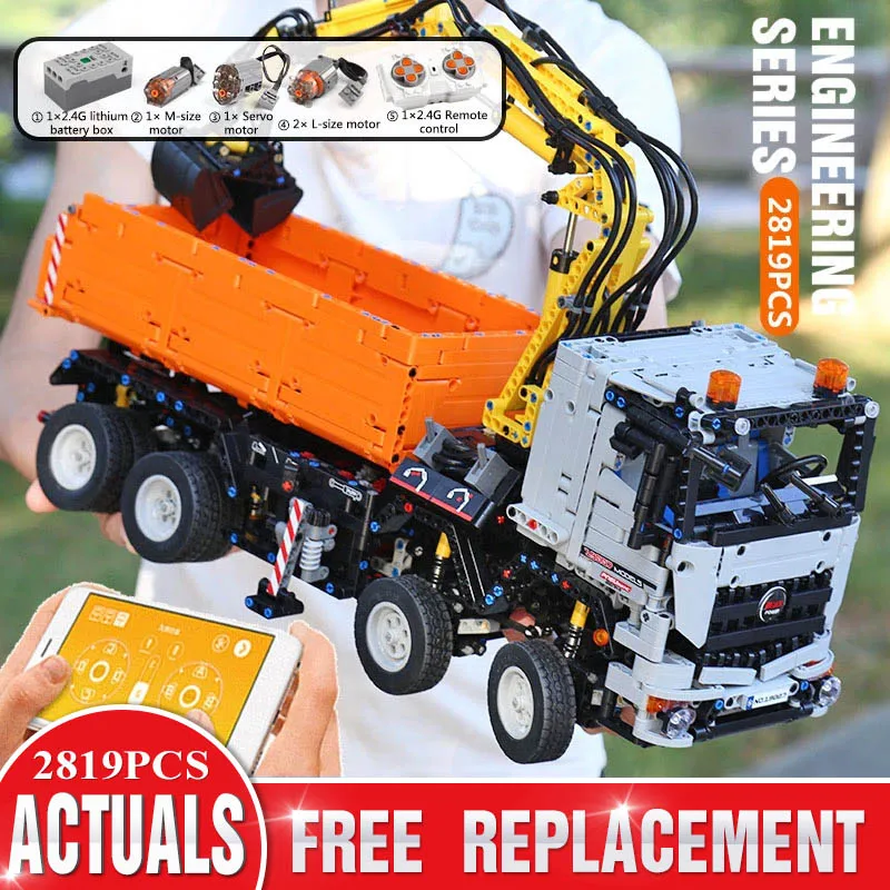 

Mould King High-Tech 19007 Remote Controlled The Pneumatic Truck Car Model Building Blocks Bricks Kids Christmas Toys Gifts