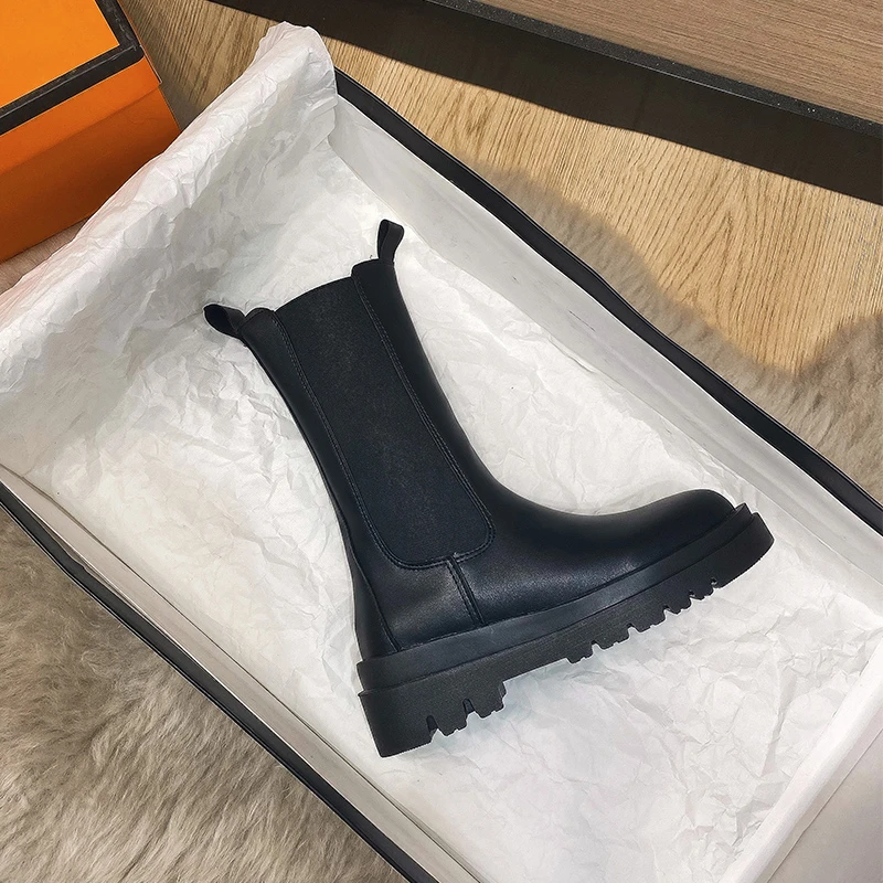 

Новинка, роскошные ботинки челси, женские ботильоны, зимняя обувь на массивной подошве, ботильоны на платформе