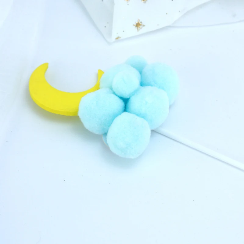 1 шт. Звезда Луна мягкий помпон облако торт Топпер с днем рождения партии DIY Торт