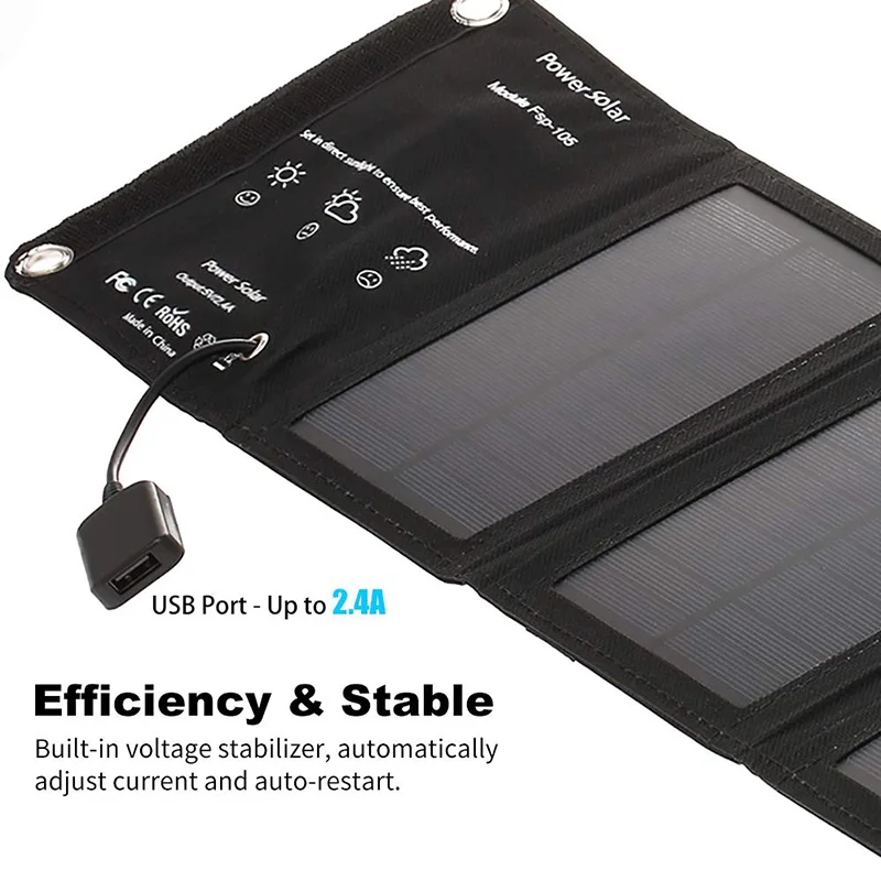

Portable Solar Charger Foldable 10W Solar Panel with USB Port for Cell Phone Camping Travel BJStore