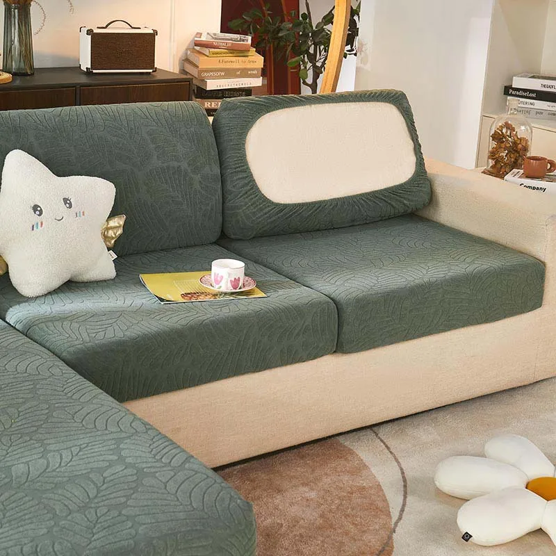 

Green color Jacquard Sofa Cover Leaf Style Thick Elastic For Living Room Corner Sofa Cushions Seats Cover Slipcover Couch Cover