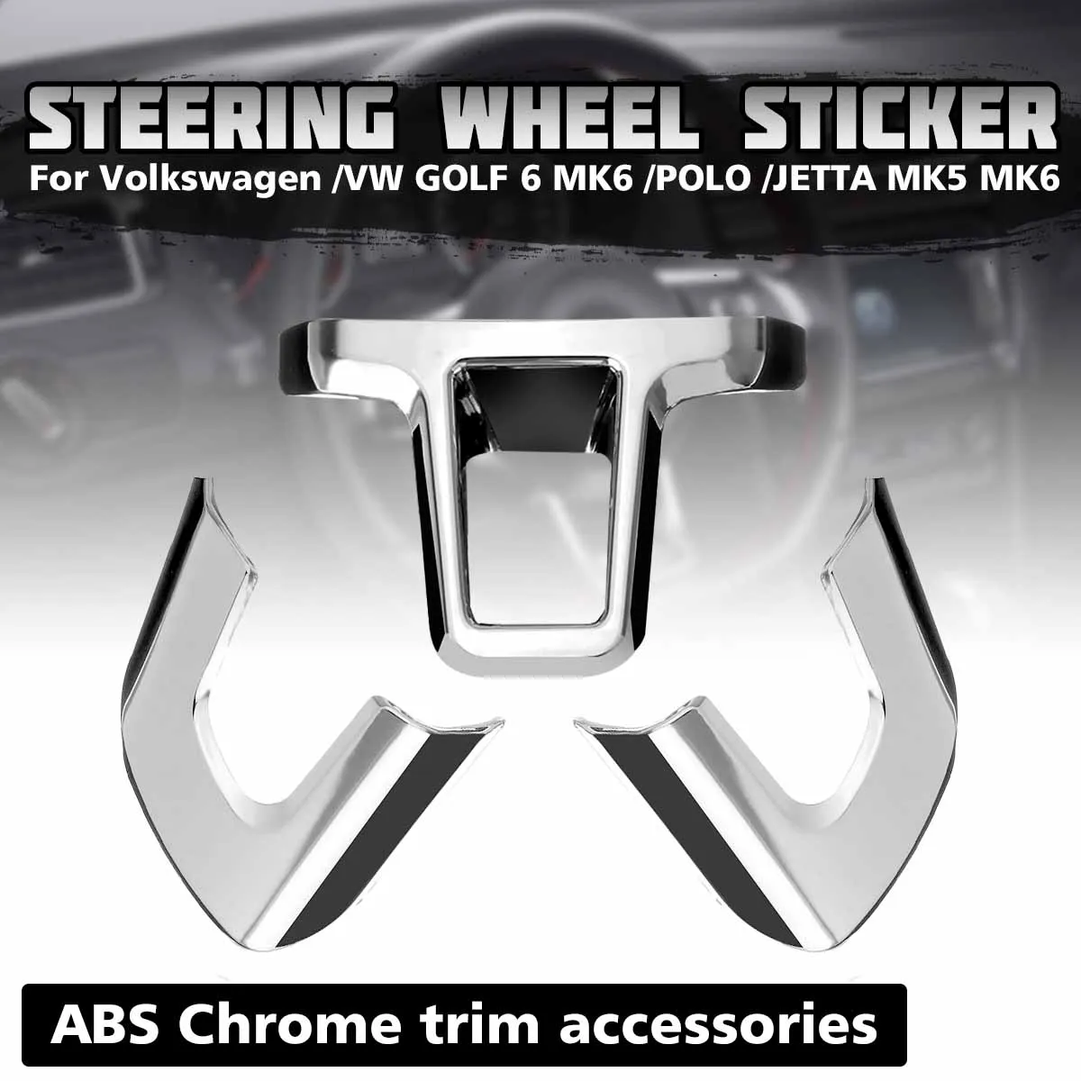3 шт./компл. наклейка на руль ABS Хромированная накладка для Volkswagen /VW GOLF POLO JETTA MK5 MK6