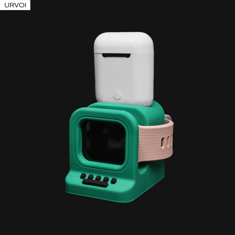 Силиконовая подставка URVOI для apple watch WatchOS keeper 2 в 1 домашняя зарядная док-станция