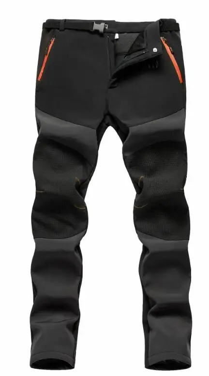Facecozy мужские зимние уличные походные брюки, мужские флисовые водонепроницаемые брюки для альпинизма, кемпинга, походов для рыбалки, охоты - Цвет: Черный