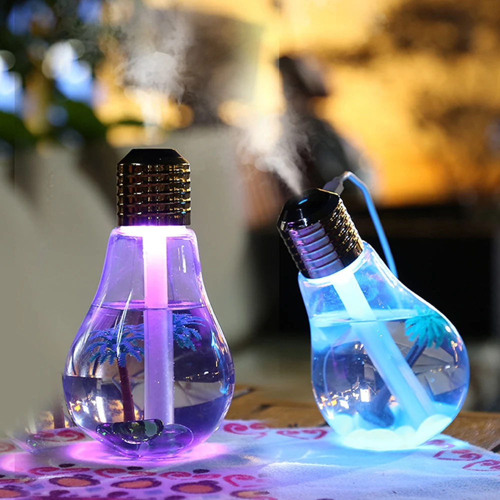 400ml LED Lamp Air Ultrasonic Humidifier For Home Essential Oil Atomizer Freshener Mist Maker Light Bulb With | Бытовая техника