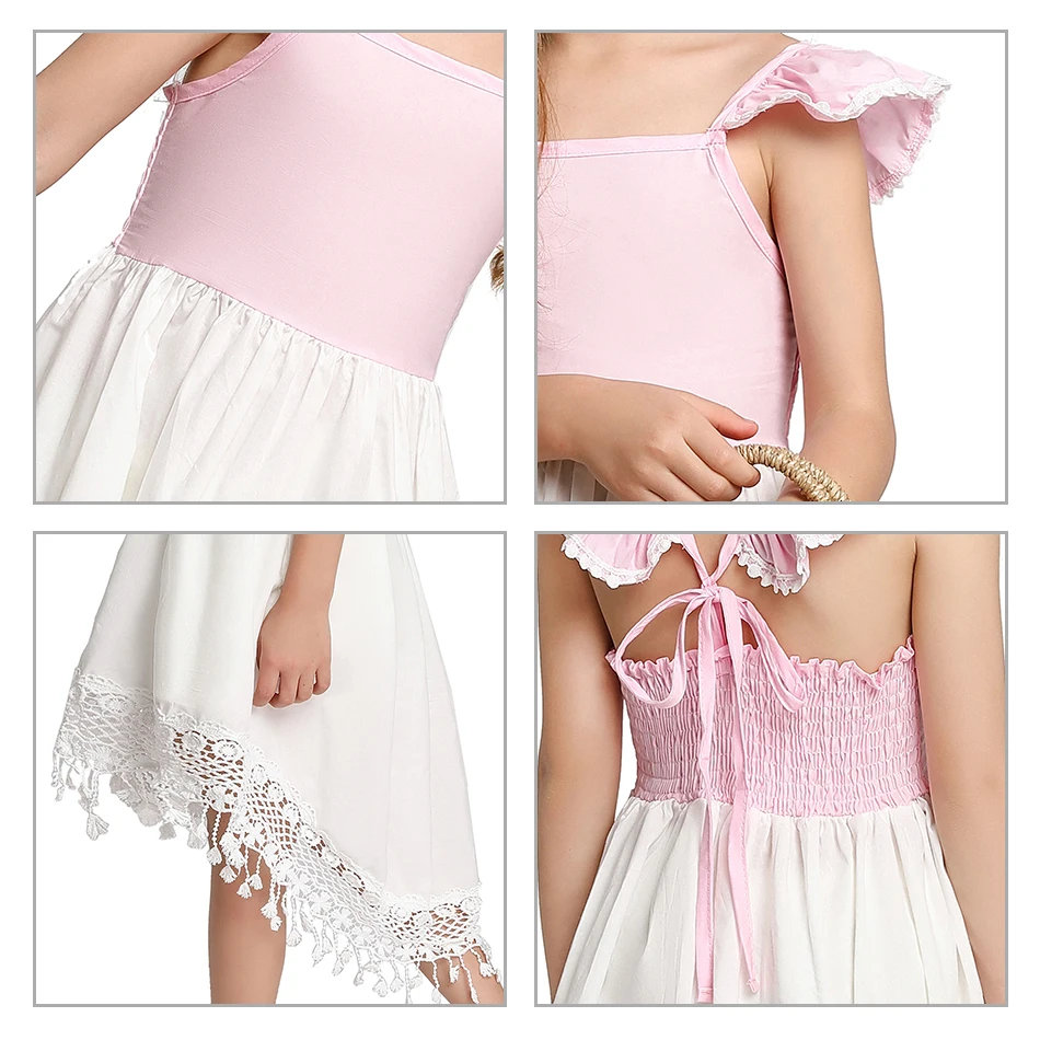 

Summer Toddler Girls Lace Tassel Dress Kids Ruffles Sleeveless Birthday Party Holiday Dresses Children Clothing For Baby Girls