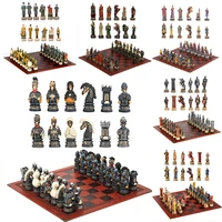 chess standard metal theme board game entertainment intellectual toy luxury knight hand painted chess halloween gift