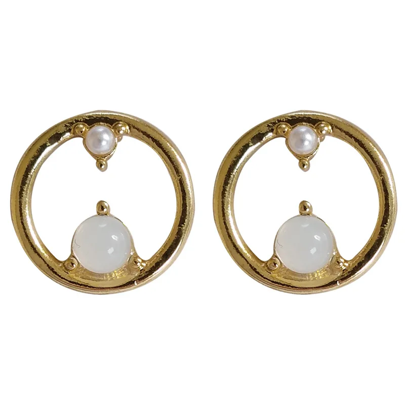 

S925 needle Stud Earrings Small Delicate Jewelry Round Circle With Simulated Pearl Resin Women Earrings Party Gifts Wholesale