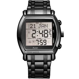 Новое поступление 2021 мусульманские молитвенные Часы montre розовое золото нержавеющая сталь исламские Azan наручные часы цифровые светодиодные часы 6007