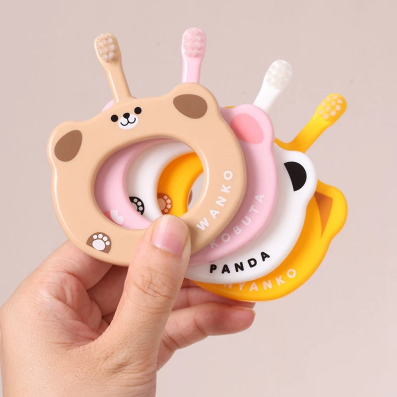 

1Pc Cute Cartoon Children's Toothbrush Hand Ring Anti-card Throat Soft Hair Toothbrush Baby Training Toothbrush