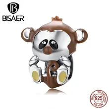 Lucky кулоны с обезьянкой BISAER 100% 925 пробы бусины в виде животных для