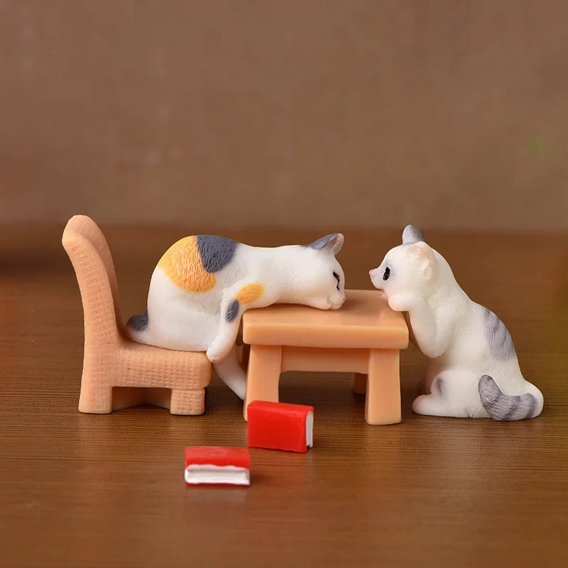 Мультяшная Милая модель кошки животные миниатюры полимерные фигурки кошек