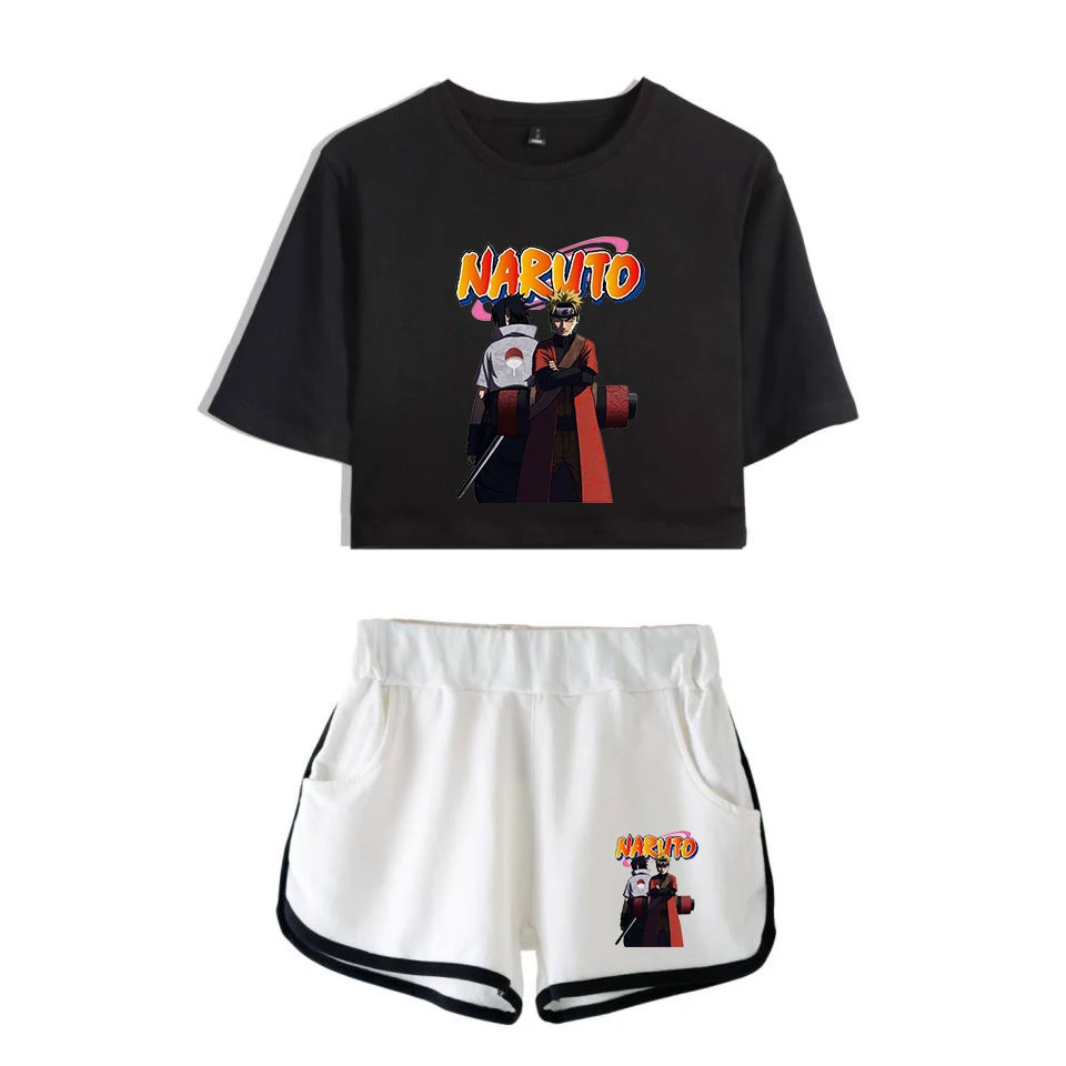 Наруто Аниме 2D печать Модный женский из двух частей модная летняя рубашка и шорты