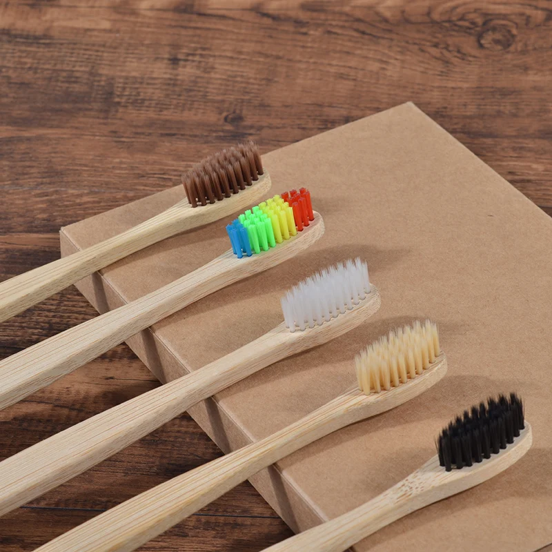 5 шт. бамбуковая зубная щетка Экологичная деревянная мягкая щетина наконечник