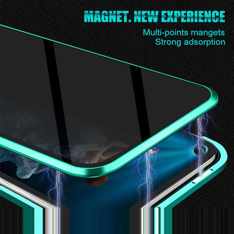 Магнитный чехол для huawei P30 P20 Pro Honor 9X20 Pro mate 20 X Nova 4 5 5i Pro двусторонний металлический чехол из закаленного стекла