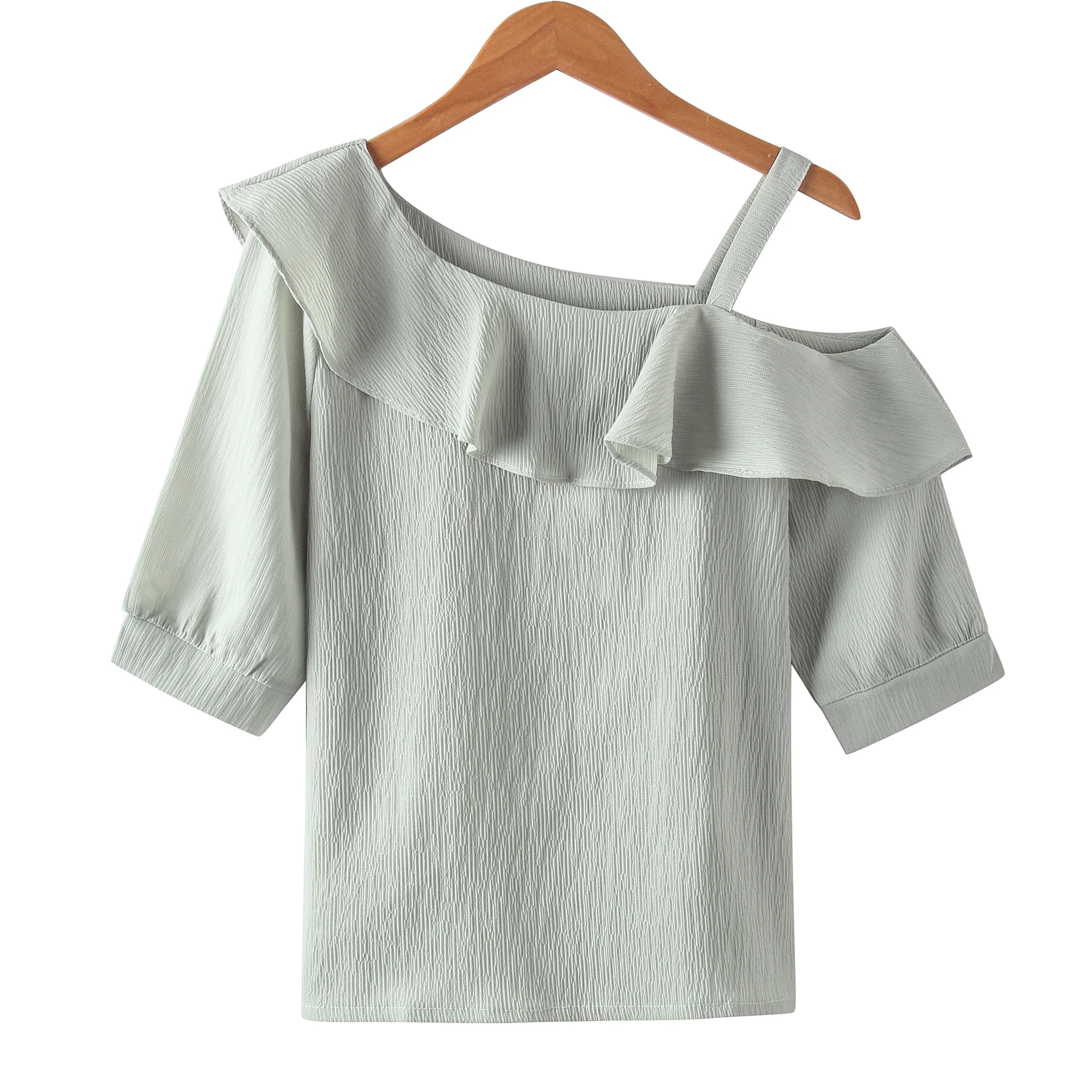 Fashion Women White Blouse Elegant Chic Ruffle Short Sleeve Designer Shirts Female Summer Tops Blusas Femininas |