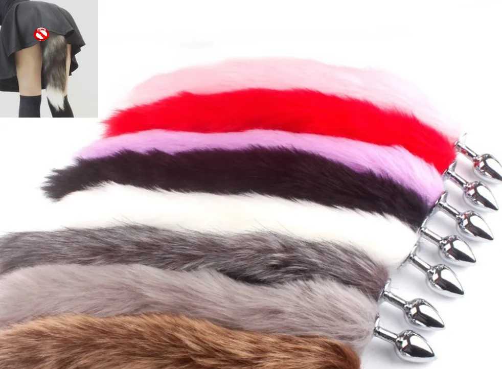 Лисий хвост длинная анальная пробка Секс-игрушка из косплея Животные Продукты Густые шарики для стимуляции сосков Груди Парные Взрослые Аксессуары