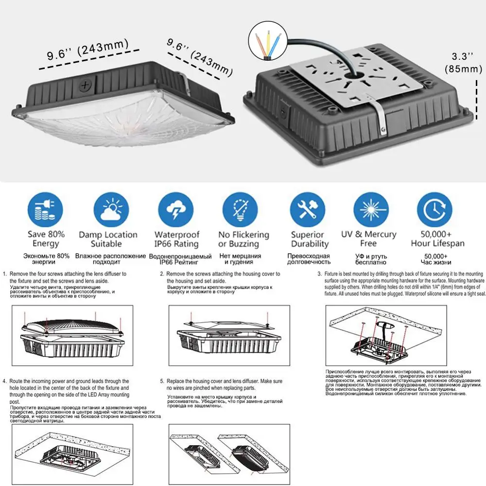 100W светодиодные лампы навесного типа склад дворе гараж для газозаправочной