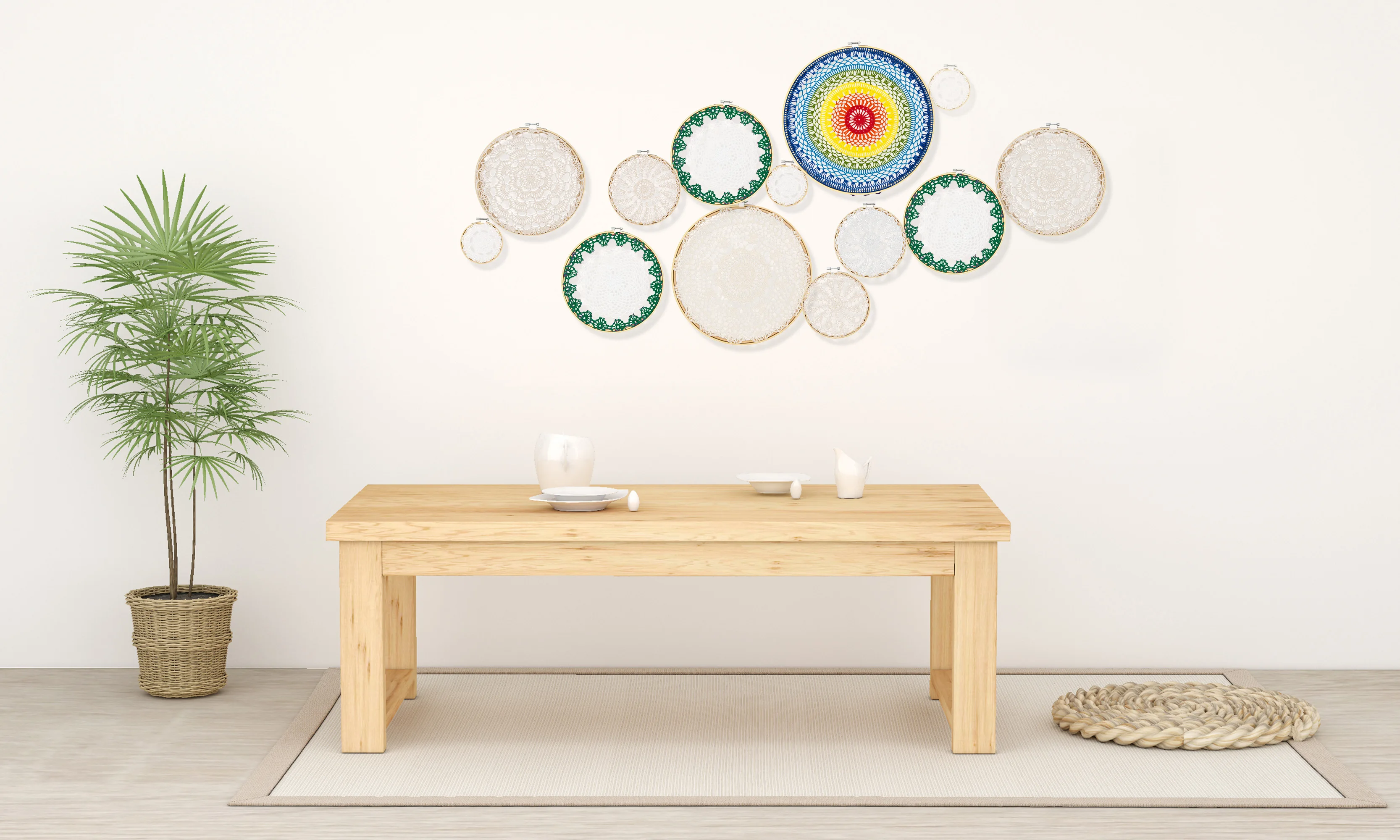 

DIY Large Doily Lace macrame Set Wedding Background Room Decoration Home Dcor Dreamcatcher attrape reve No.AC14