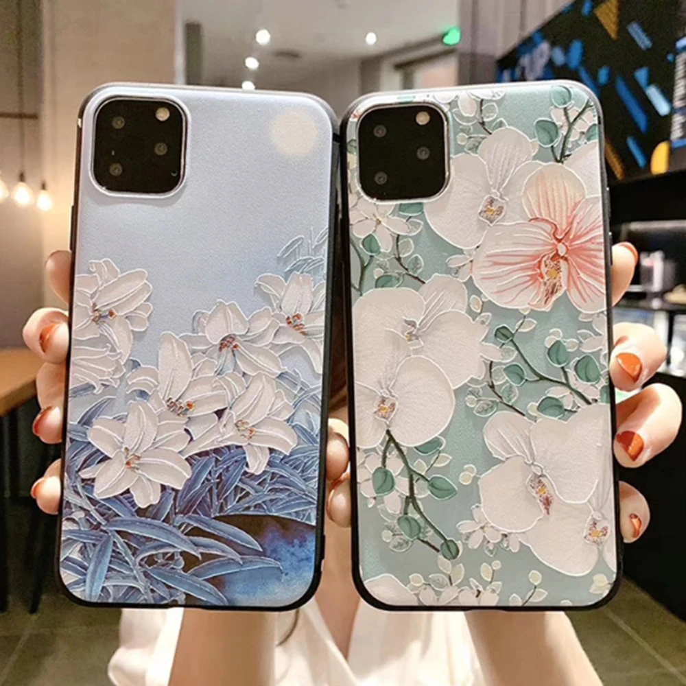 Модный противоударный чехол для телефона с цветочным рисунком Apple iPhone 11 Pro XR X XS Max 7