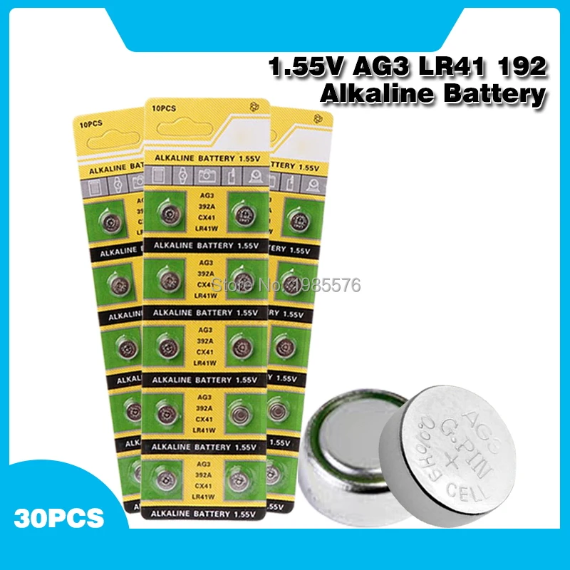 

30pcs/pack AG3 LR41 392 Button Batteries SR41 192 Cell Coin Alkaline Battery 1.55V L736 384 SR41SW CX41 For Watch Toys Remote