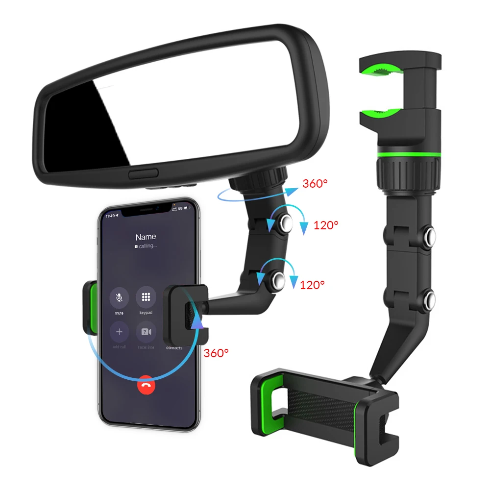 

360° Rotating Car Mobile Phone Holder Car Rearview Mirror Mount Bracket Universal clip for Cars GPS Support Car CellPhone Stand