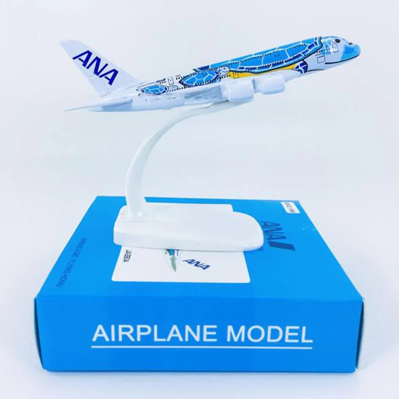 14CM 1:500 Scale Japan A380 Blue Turtle Lani ANA Airlines Alloy Aircraft Planes Model Airplanes Plane Toy collectible display