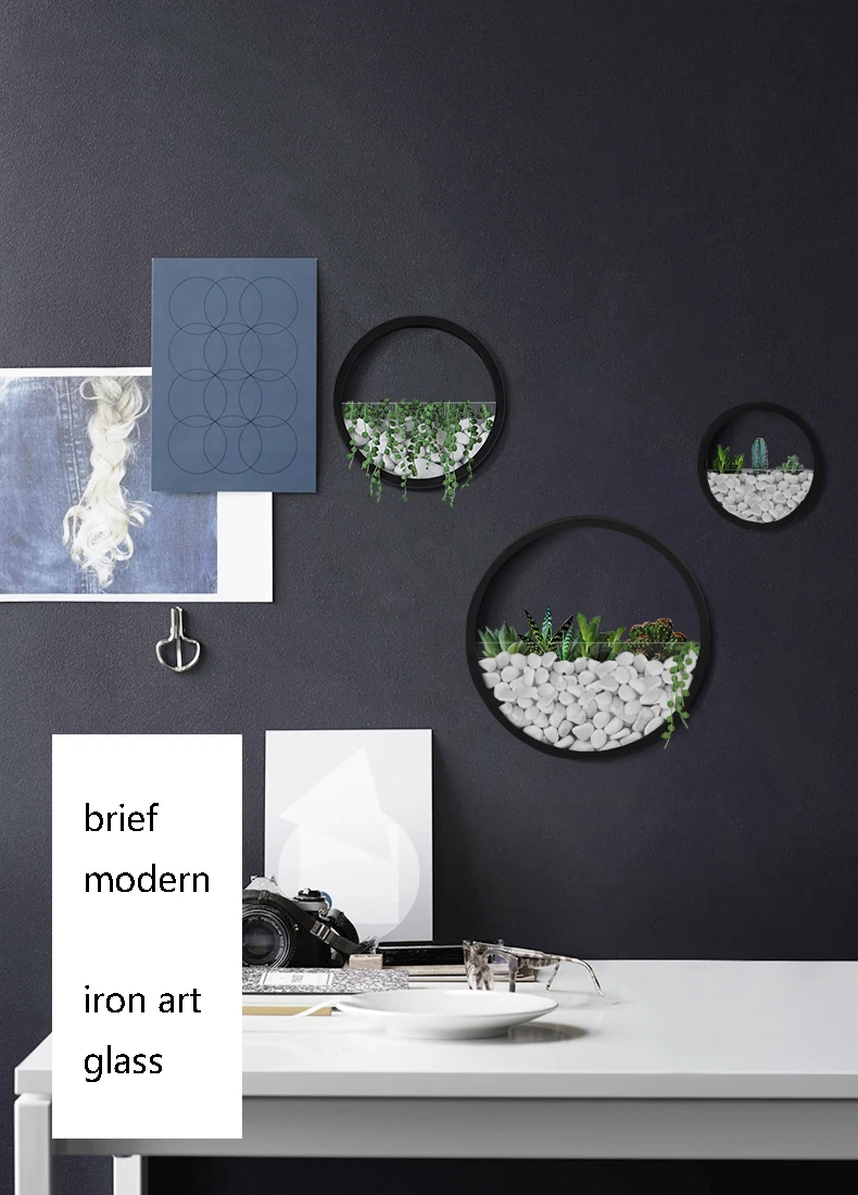 Настенная ваза металлическая железная художественная одноцветная круглая ваза искусственные цветы в корзинке настенные кашпо подвесные вазы для домашнего декора