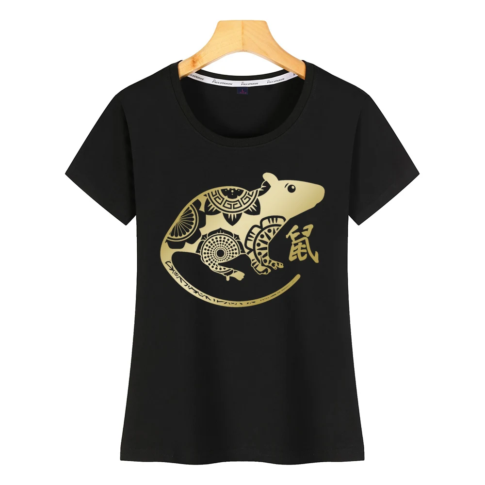 Женские футболки китайский новый год бело-серые кисточки дизайн черный