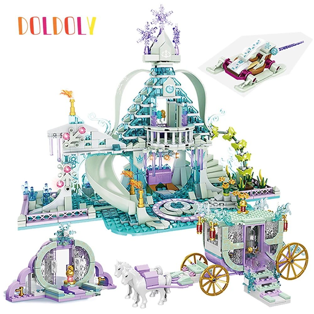 

Romantic Princess Palace Carriage Friends Girls Castle Building Blocks Bus Educational Bricks Enlightenment Toys For Kids Gifts
