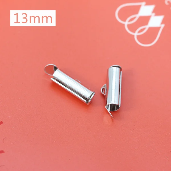 13mm nickel 50p 10/13/16/20/25/30/35/40 мм цвет серебристый, золотой бисером Miyuki скользят по конечных застежка трубка Ползунки с торцевыми крышками разъем для бисером цилиндр - Цвет: 13mm nickel