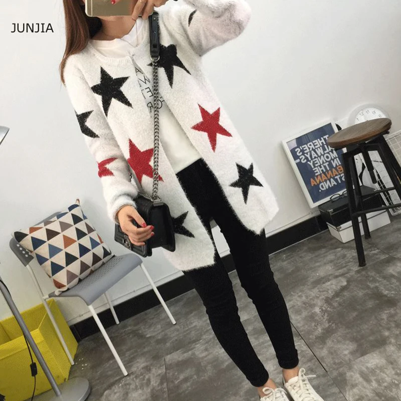 2018 Winter Cardigan Women Long Sweater Knitwear Mohair Pull Femme Korean Warm With Deer Christmas Jumper |
