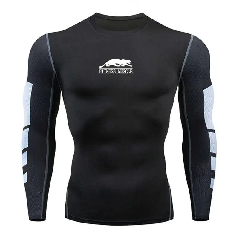 Мужские спортивные футболки для бега тренировочная компрессионная облегающая