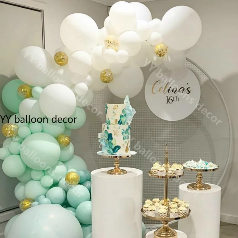 146 шт./компл. мгновенной проявки Macaroon мята шар арочный Комплект золото конфетти шары из латекса одежда для свадьбы, дня рождения гирлянды Набор Baby Shower Золотой Фон Настенный декор