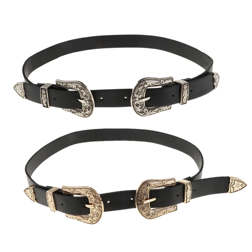 

Belt Women's Jeans Artificial Leather Adjustable Double Buckle Girdle Casual