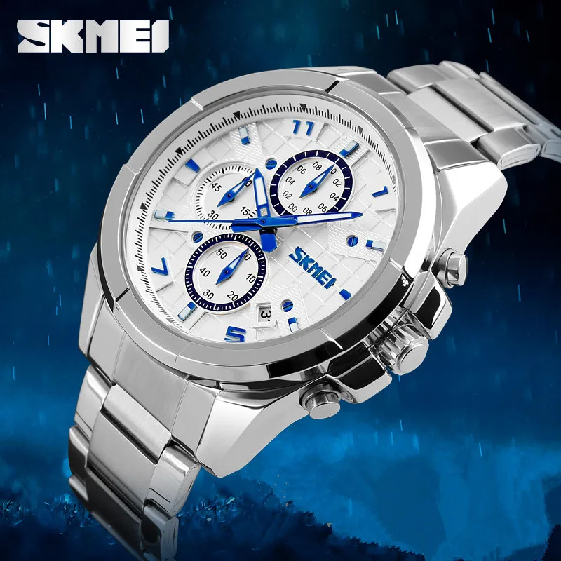 Топ бренд SKMEI Мужские кварцевые часы простой дизайн из нержавеющей стали мужские
