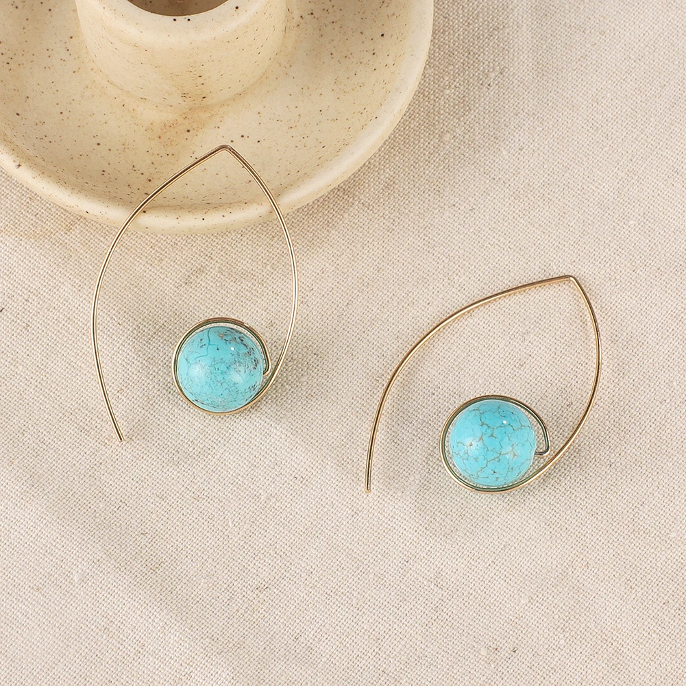 

Bohemia Style Natural Stone Crystal Dangle Earrings Turquoises Ear Dangle Earring Jewelry Gift Woman